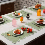 serviettes table vert clair motif ondulé tissu lin classique respectueux l'environnement 19x13 pouces