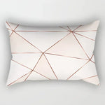 taie d'oreiller rectangulaire rose blanc doré motif géométrique moderne lit chambre décoration maison
