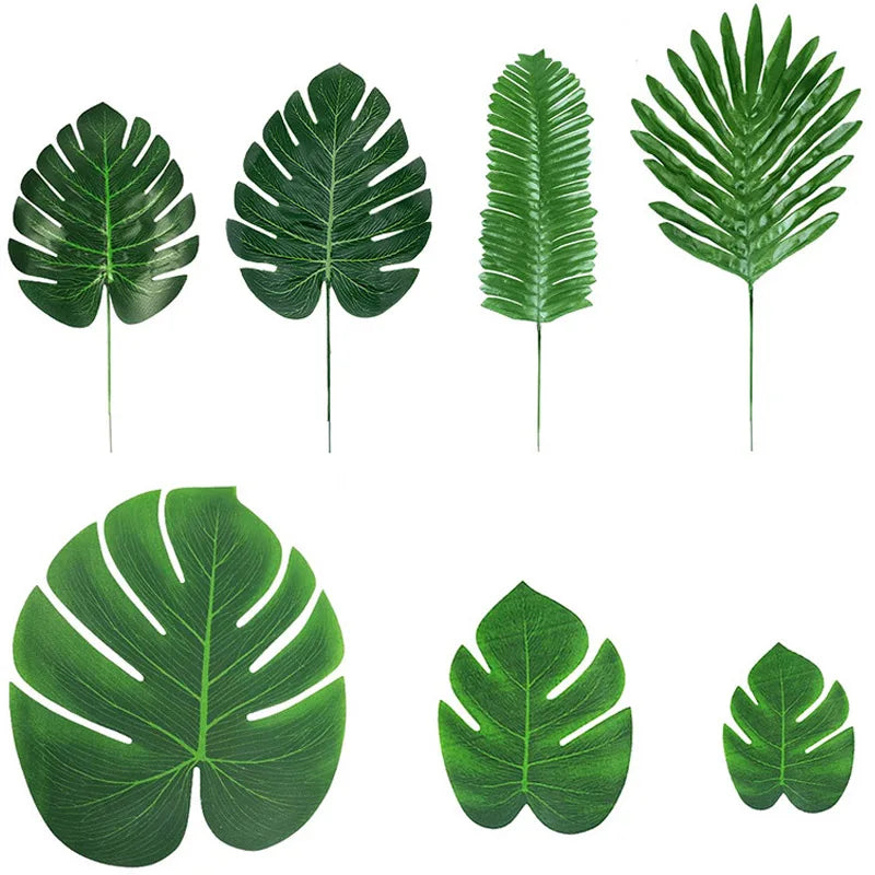 feuilles palmier artificielles vertes décorations tropicales naturelles mariage extérieur jardin fête maison