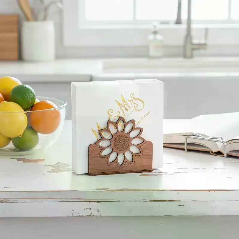 porte serviettes bois moderne tournesol marron clair décoration salle manger contemporain