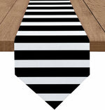 chinois moderne chemin table lin noir blanc rayé