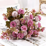 bouquets artificiels roses fleurs soie décoratives intérieur mariage festive engagement