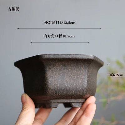 petit pot fleurs argile gris beige chinois artisanal maison