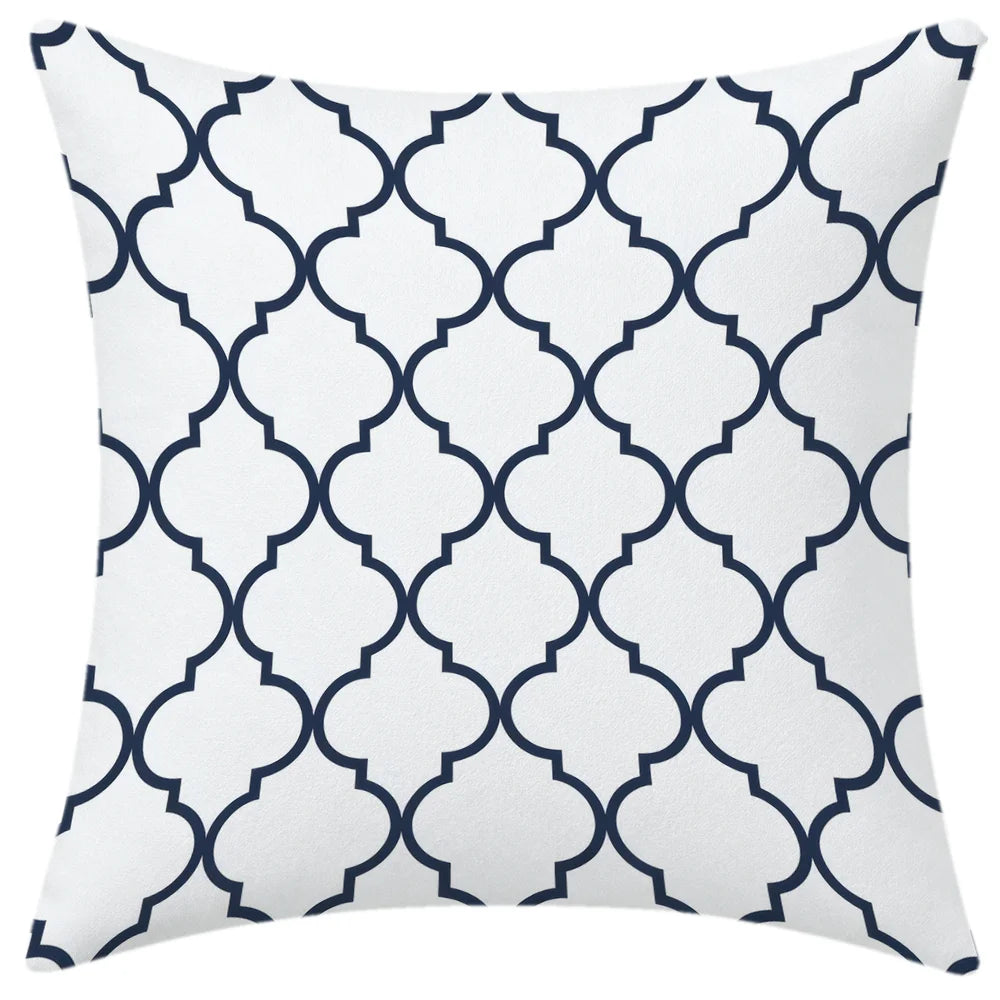 lot housses coussin géométriques bleu marine canapé salon chambre moderne