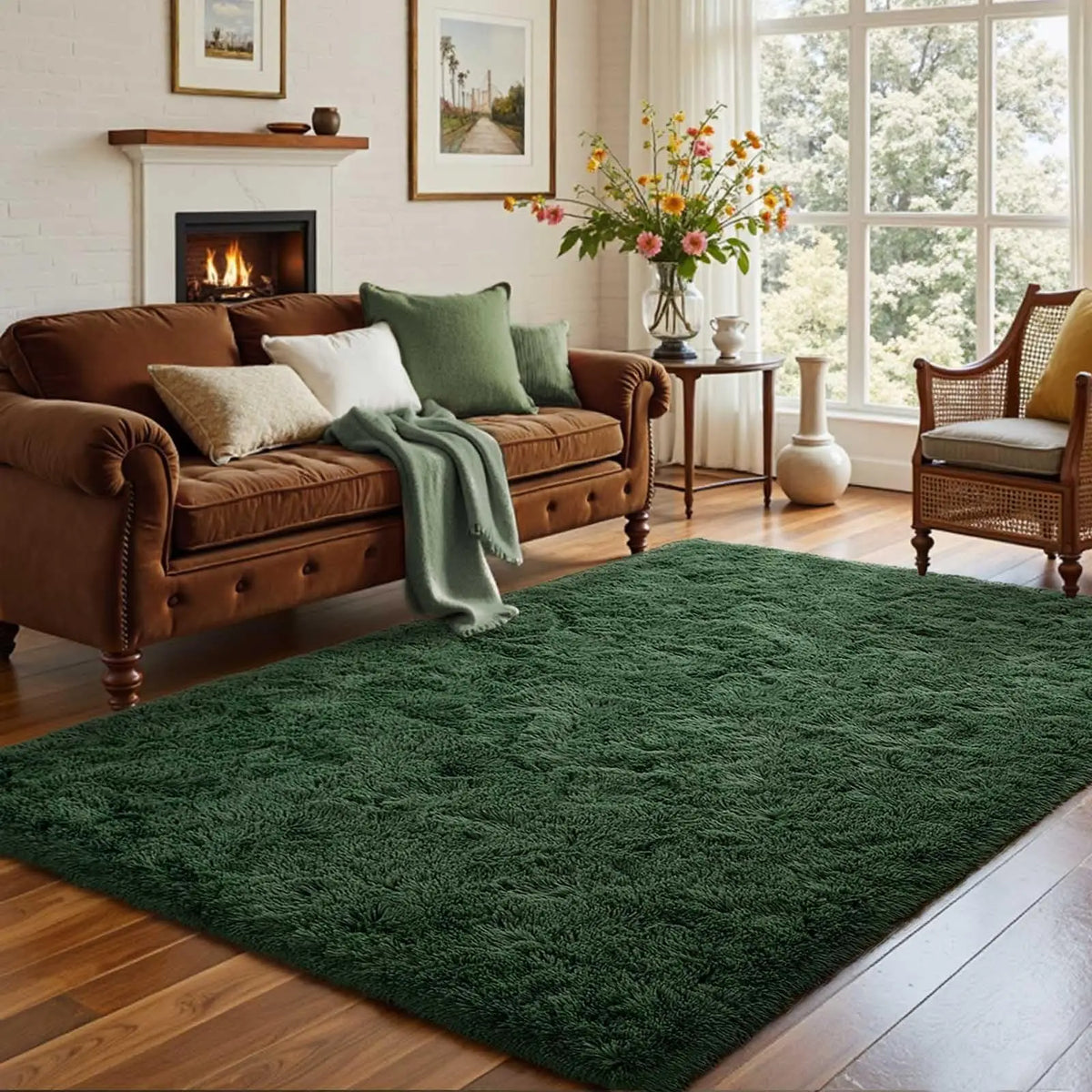 tapis moderne vert foncé doux fourré salon chambre balcon adhésif polyeste qualité spécialité moisture