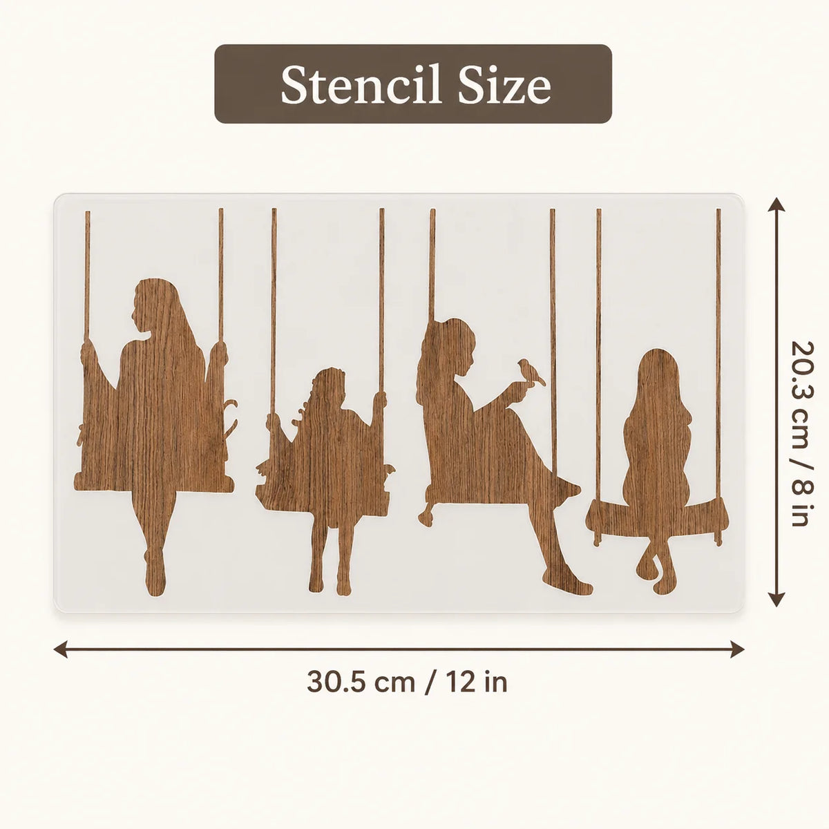 silhouettes personnes balançoires blanc brun minimaliste cadre transparent adhésif décoration mur diy maison