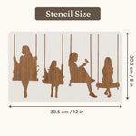 silhouettes personnes balançoires blanc brun minimaliste cadre transparent adhésif décoration mur diy maison