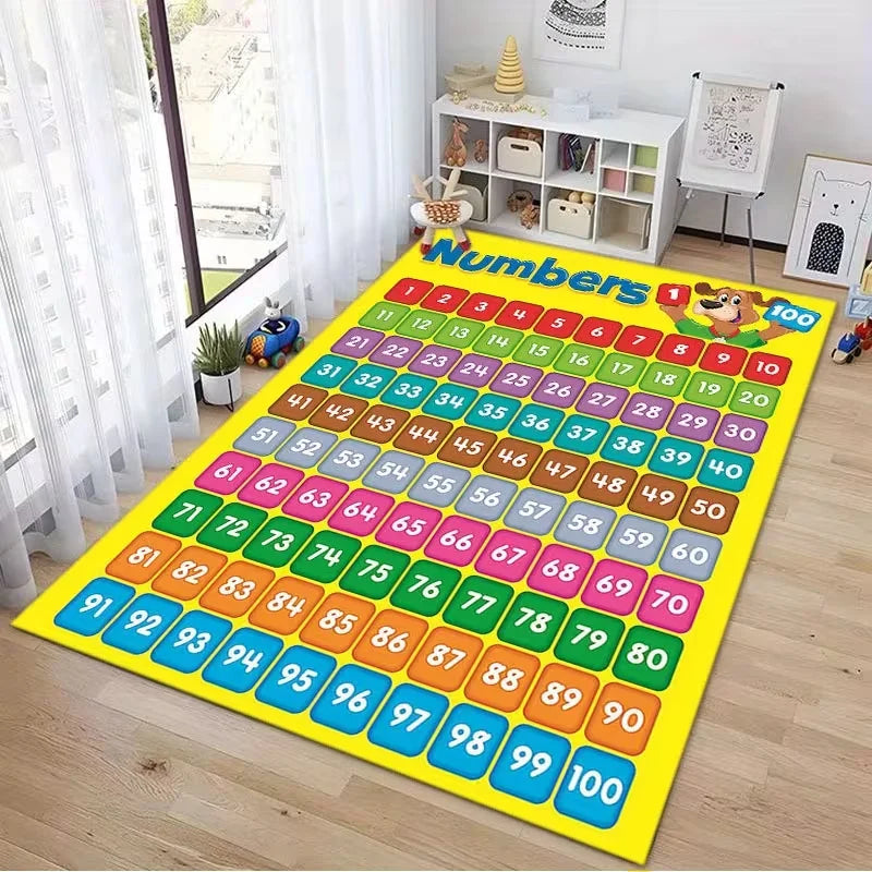 tapis éducatif moderne numéros 100 multicolore enfants salon extérieur commercialisable machine lavable