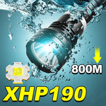 lampe torche plongée rechargeable ipx8 led 35w noir résistante autodéfense modulable intense