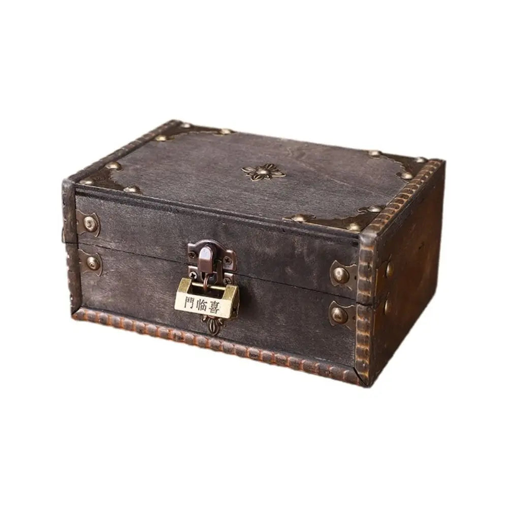 boîte bijoux vintage bois violet marron coffret rangement velours cadenas rustique