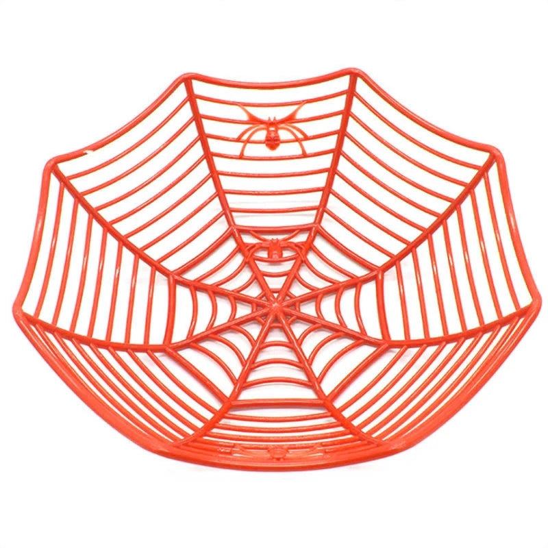panier décoratif halloween toile d'araignée orange vert noir violet respectueux environnement multiple utilisations