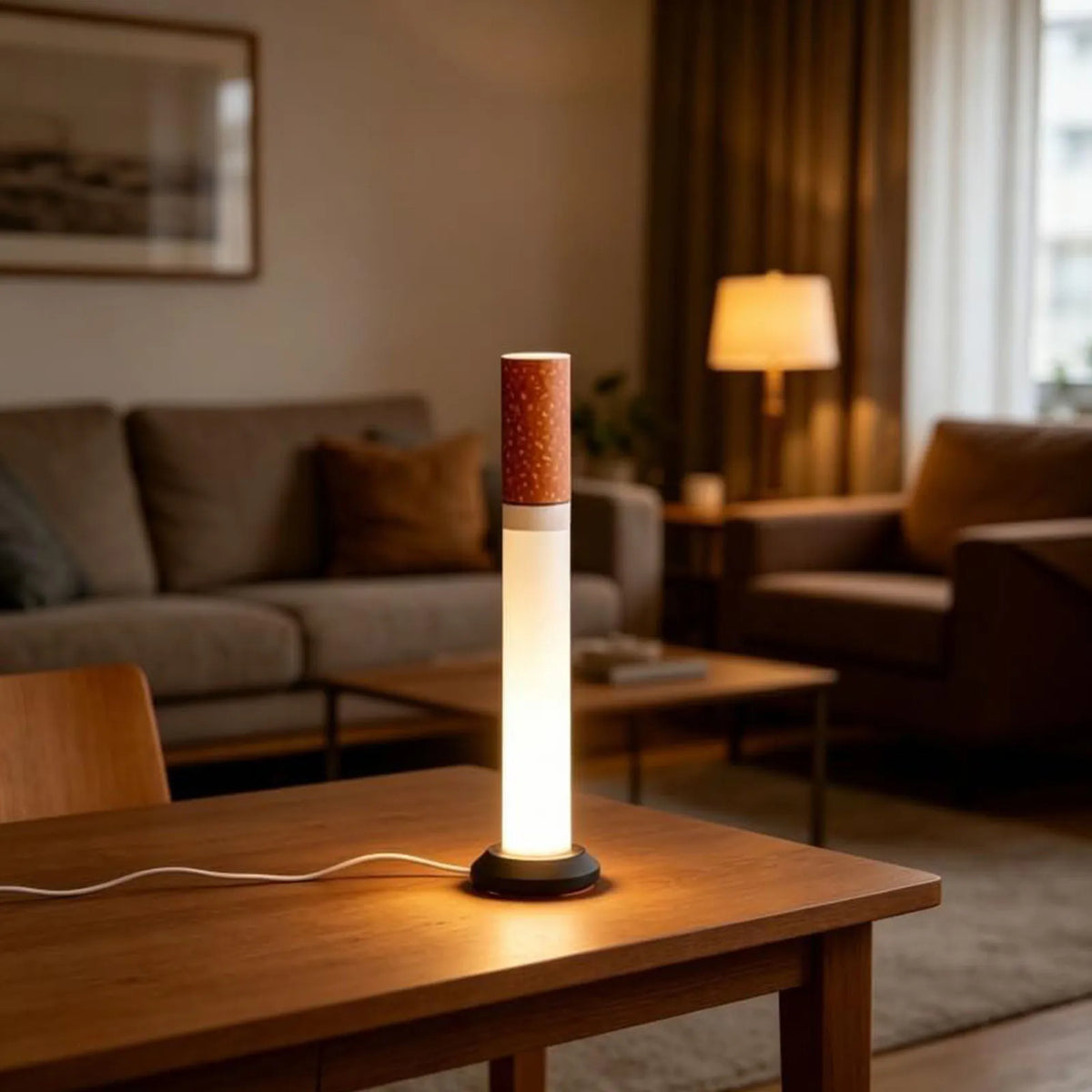 lampe table marron clair texture serpent moderne veilleuse led nocturne ambiance chambre