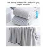 serviette bain fibre bambou rayée gris moderne absorption rapide 70x35cm
