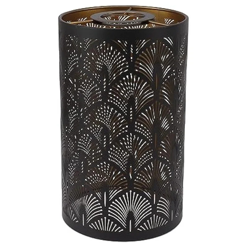 abat jour noir minimaliste motif ajouré chambre salon éclairage moderne métal cylinder fixé tringle