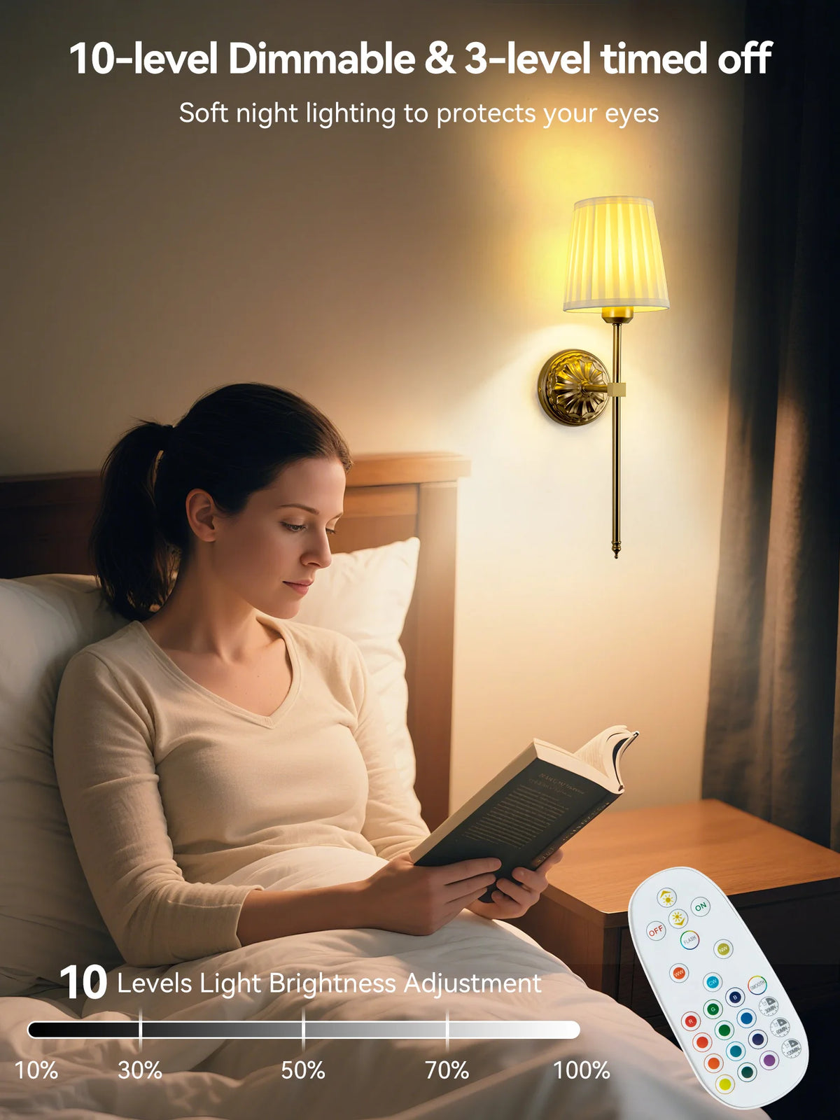lampe murale or rechargeable télécommande éclairage rgb moderne chambre coucher