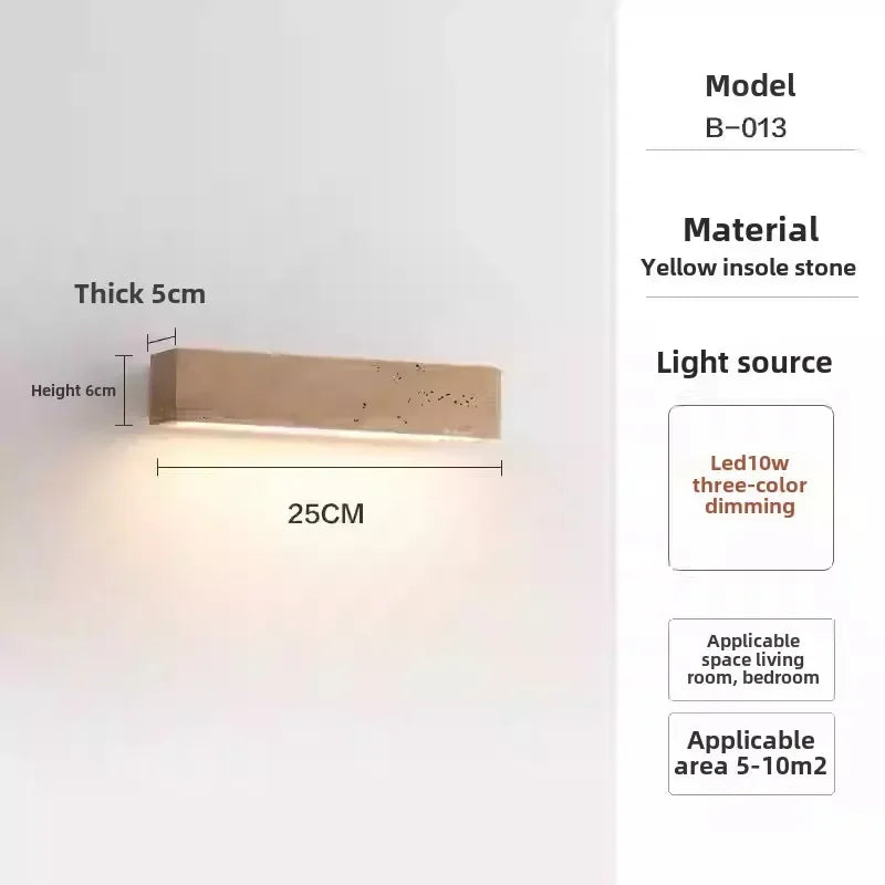 applique murale led moderne pierre naturelle texture marbrée beige marron clair éclairage minimalisteintérieurextérieur