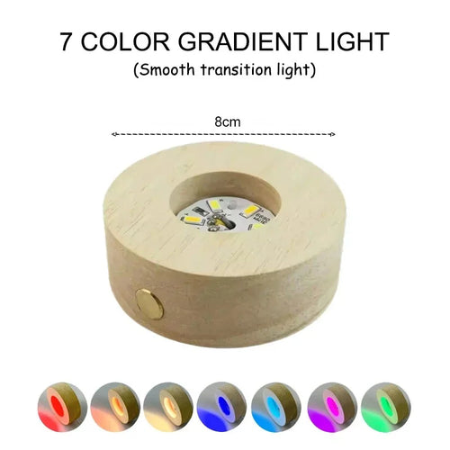 veilleuse bois naturel moderne base résine cristal décoration chambre table nuit USB rechargeable