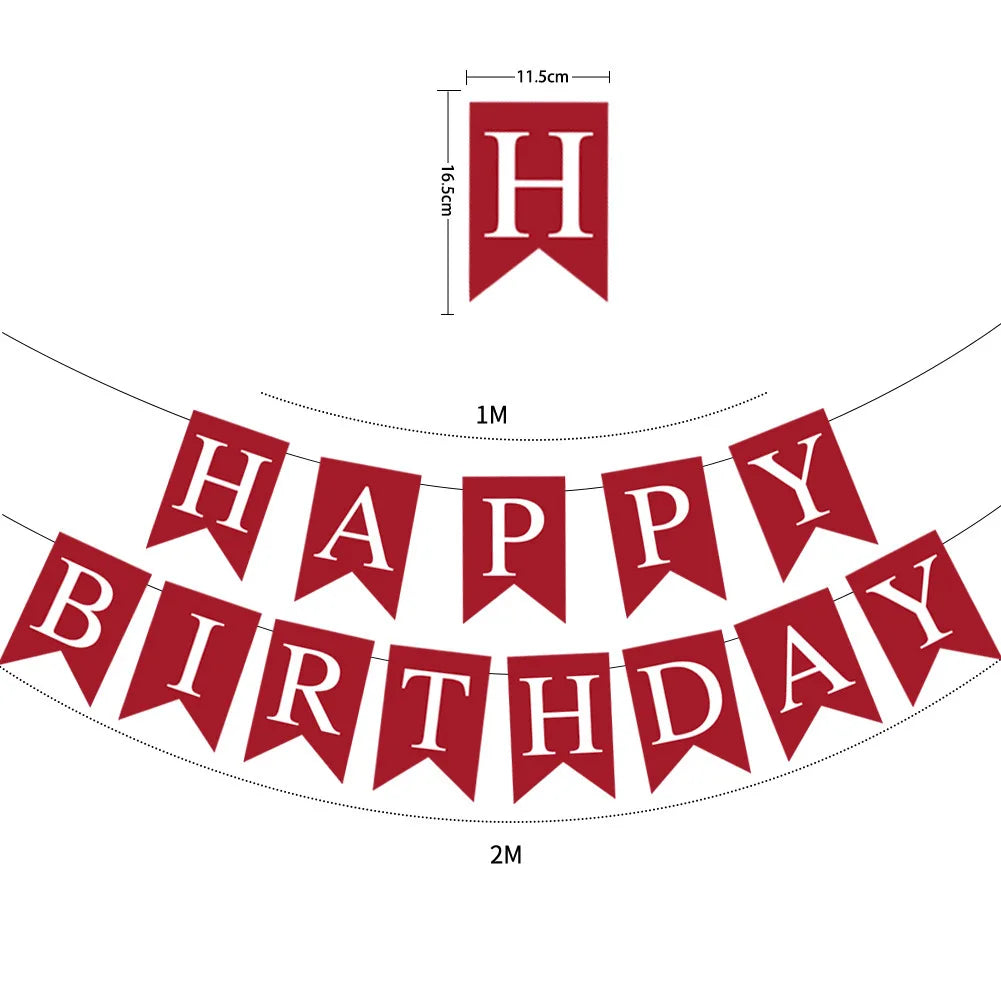guirlande fanions happy birthday bleu rose noir gris vert turquois festif anniversaire enfant mariage