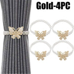 boucle rideau gris rose bleu doré papillon strassé blanches élégante décorative clip fixe