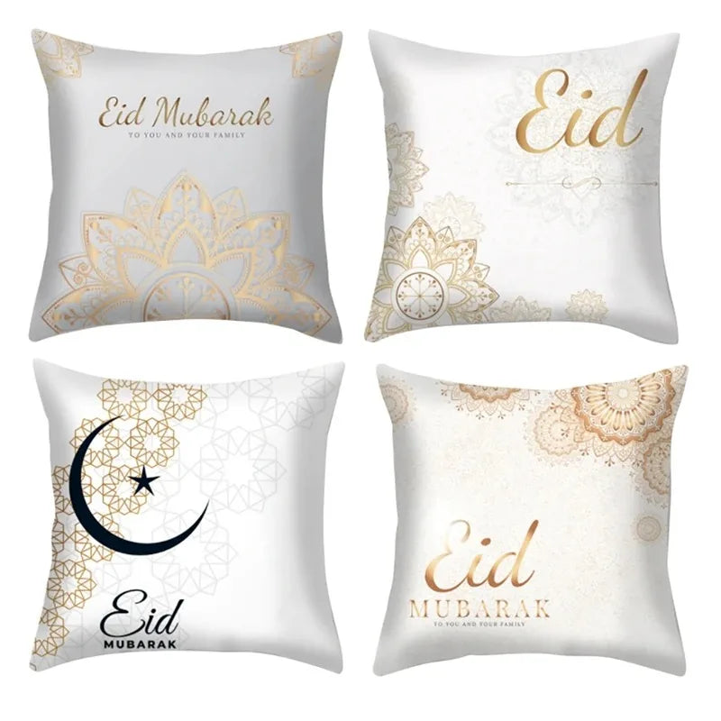 décoration islamique mandala doré coussin lit polyester blanc traditionnel eids mubarak famille chambre maison