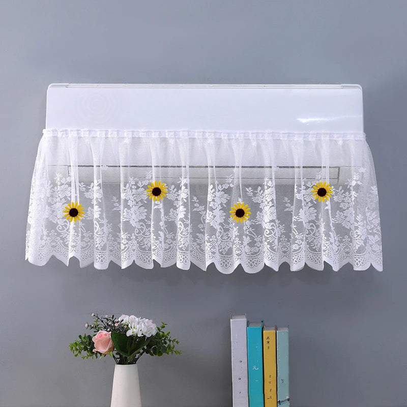 couverture climatiseur moderne dentelle brodée fleurs blanc translucide anti poussière chambre coucher