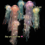 méduses lumineuses artificielles bleu rose vert modernes translucides iridescentes fil suspension fête enfants anniversaire