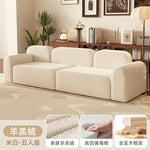 canapé moderne rose clair uni bois salon minimaliste 210cm 170cm 240cm coussins