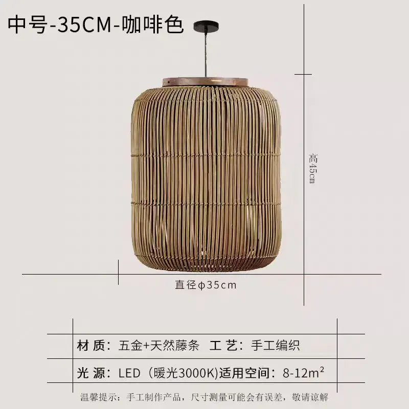 lampe suspendue rattan moderne ampoule filament noir beigeclair chambre salonhôtel