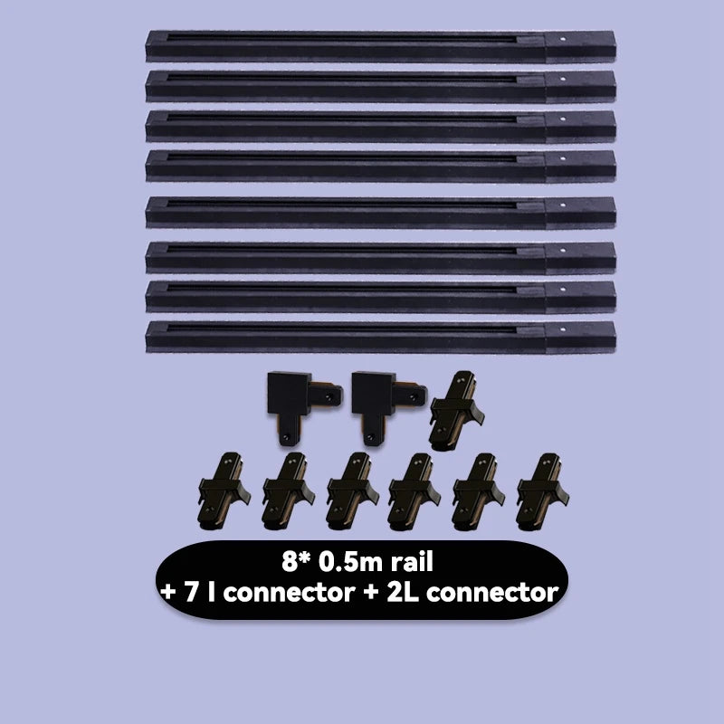système rail led noir moderne connecteurs rails modulables éclairage intérieur salon