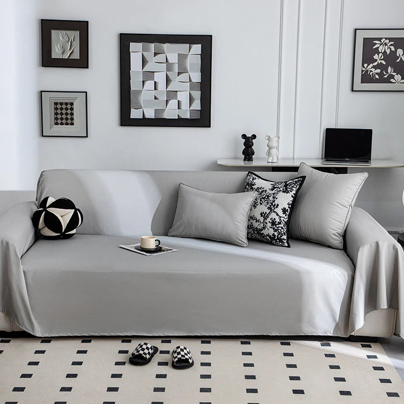 housse canapé moderne simili cuir noir protection imperméable salon grande taille