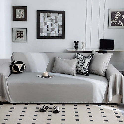housse canapé moderne simili cuir noir protection imperméable salon grande taille