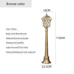 lampadaire extérieur bronze noir géométrique ip65 led 110cm hauteur abatjour transparent vieilliextérieur industrielle fixationsol
