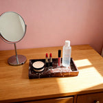 plateau decoratif elegante marbre rouge veines blanches plateau rangement tasse the maquillage cosmétique 30x20cm