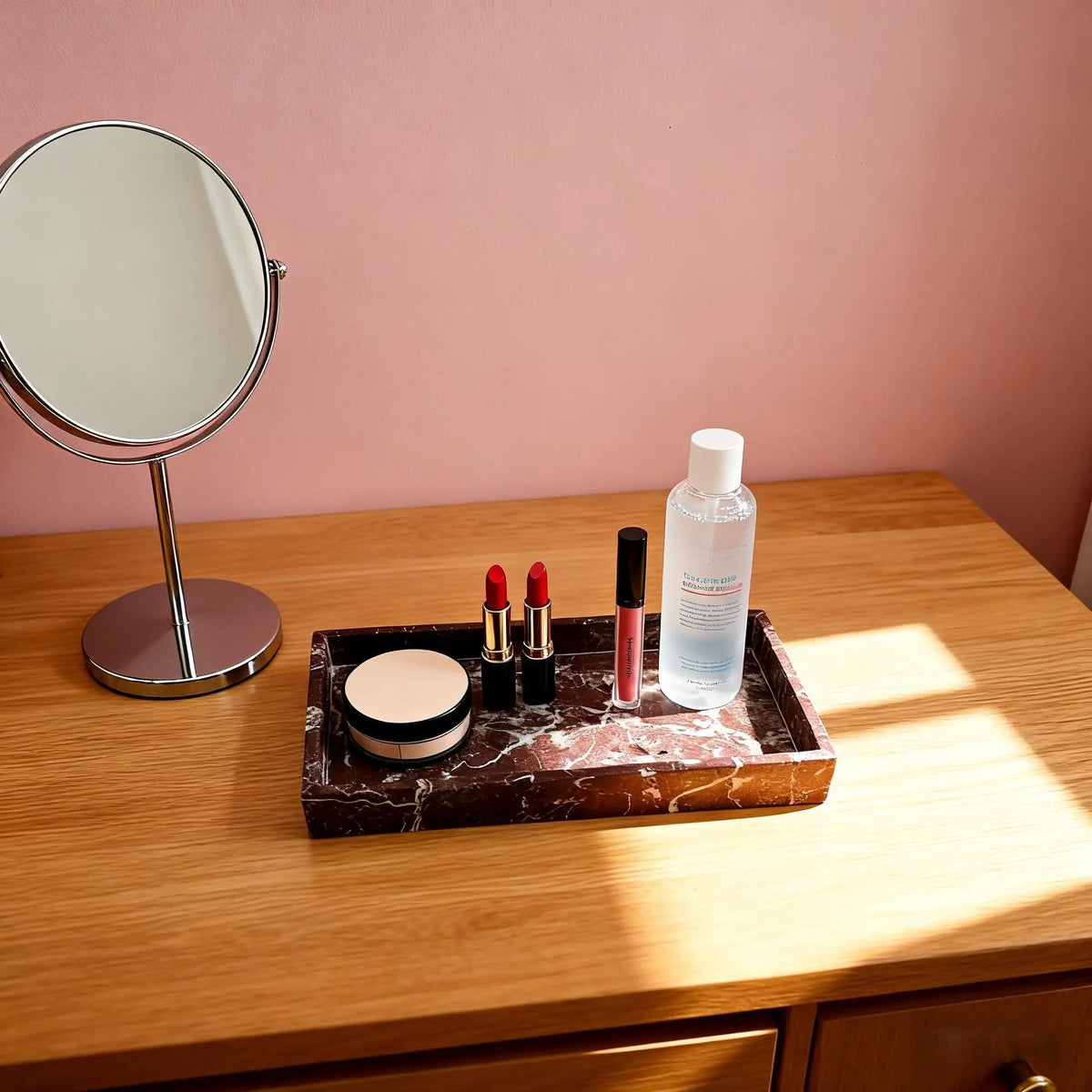 plateau decoratif elegante marbre rouge veines blanches plateau rangement tasse the maquillage cosmétique 30x20cm
