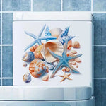 autocollant mural decoratif coquillages etetoilesmer bleuorange beige blanc adhésif salon refrigérateur