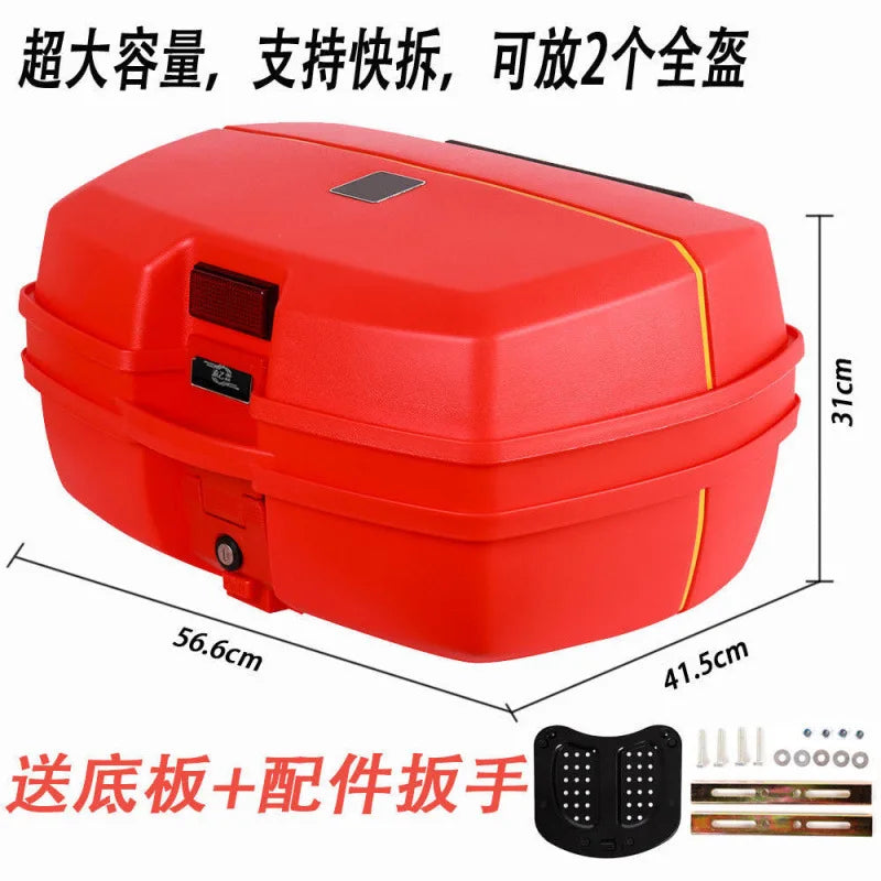 boîte rangement casques moto noire pratique fixations incluses grande capacité 56.6cm 41.5cm 31cm