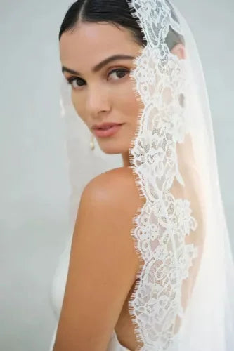 voile mariée blanc dentelle polyester cathédrale bordure dentelle clips mariage femme classique