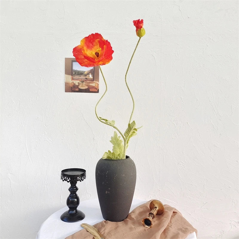 bouquet fleurs artificielles poppies blanc jaune rose decoration maison exterieur 105cm moderne