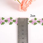 ruban decoratif brode fleurs feuilles 2cm largeur vert rose bleu orange mariage decoration ecologique