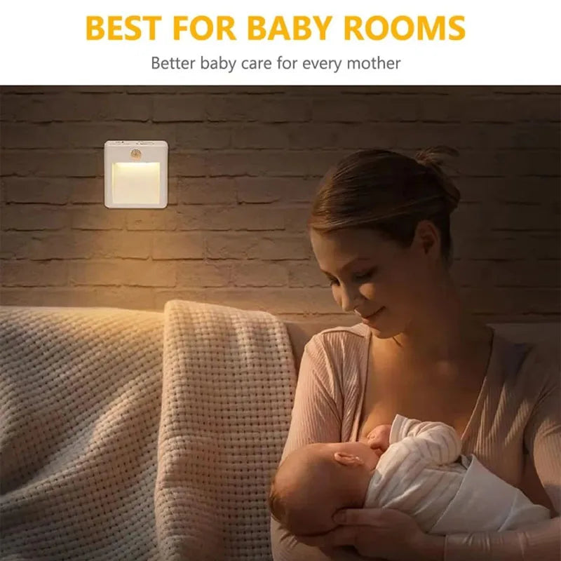 lampe nuit sensorielle mouvement blanc moderne adhésif auto on led économieénergie chambreescalier