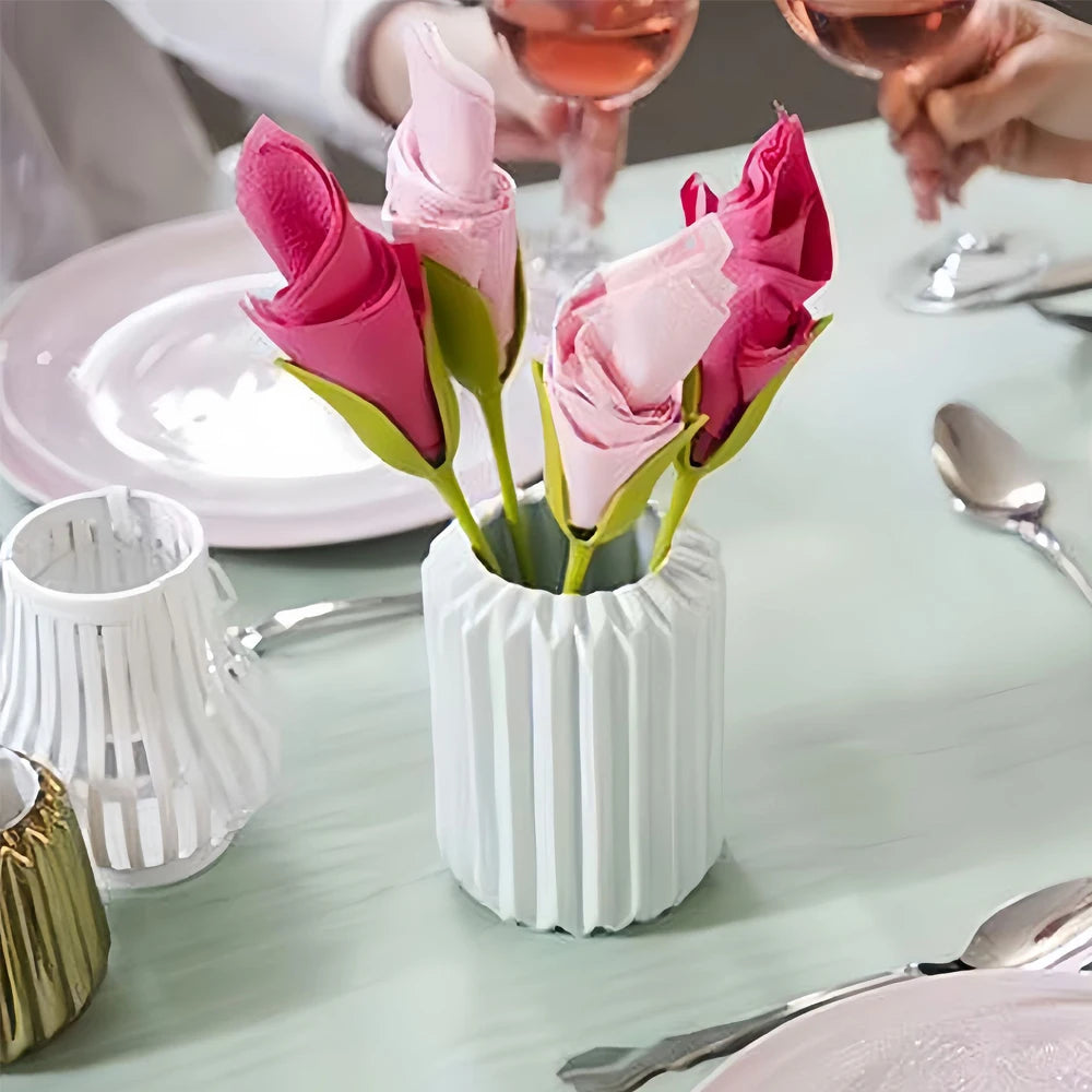 porte serviettes moderne napkins holder serviettes pliées fleur blanc vert adhésif kitchen organizer tendance