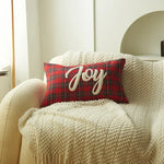housses coussin décoratives noël motif tartan brodé rouge blanc traditionnel décoration intérieure
