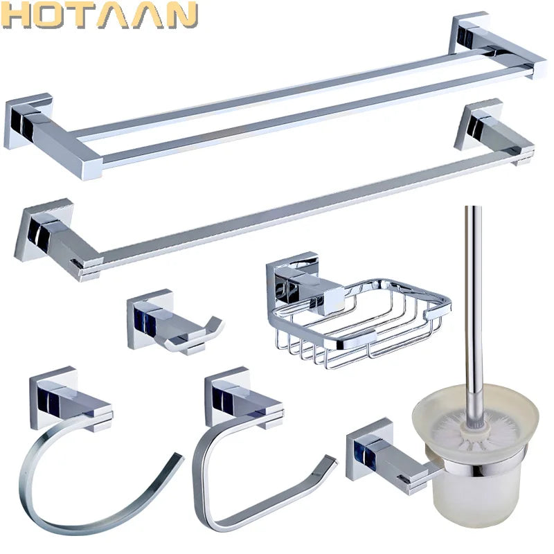 accessoires salle bain chrome moderne barre serviettes porte papier rangement brosses dents contemporain fixations