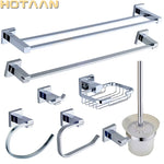 accessoires salle bain chrome moderne barre serviettes porte papier rangement brosses dents contemporain fixations