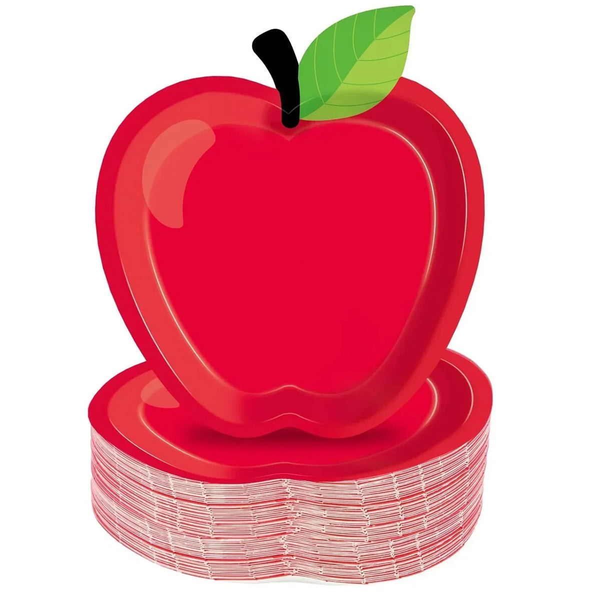 assiettes papier forme pomme rouge vert moderne festives anniversaire enfant