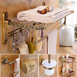 porte serviettes mural bronze floral classique vis fixations bain hygiène produits cosmétiques flacons