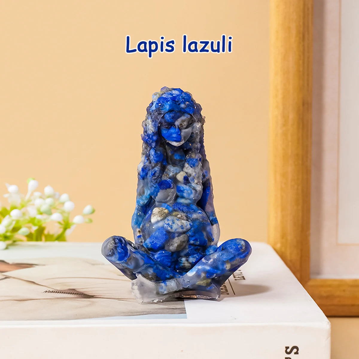 statue pierre précieuse artisanale bleue moderne ornement maison cadeau rouge verteviolette