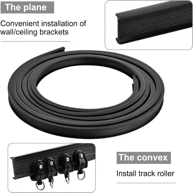 rails rideaux flexibles pliables tige arc noir moderne clips rondelles instructions