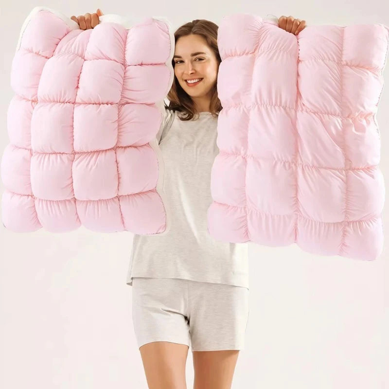oreiller polyester coton quadrillé blanc rose gris bleu clair moderne élastique doux