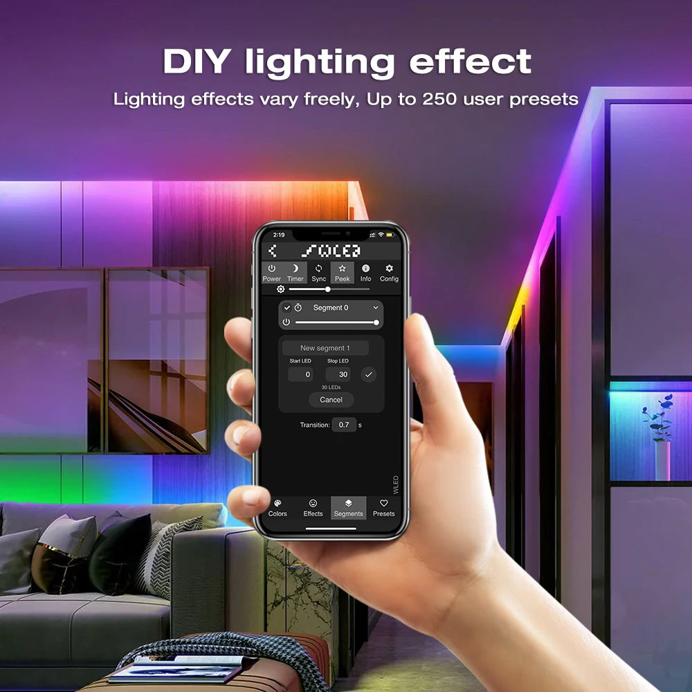 contrôleur led wifi app blanc moderne 270w 5060hz 524v 30m led strip abs